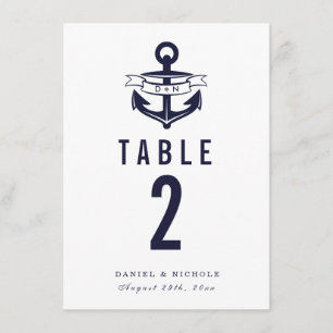Numéros de table sur le thème nautique Mariages