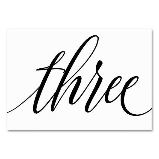 Numéros de table - Typographie Luxe (Noir) 3 (Devant)