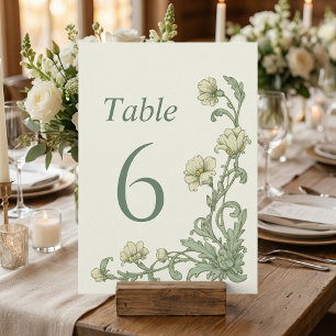 Numéros de table verts sauge floraux botaniques vi