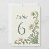 Numéros de table verts sauge floraux botaniques vi (Dos)