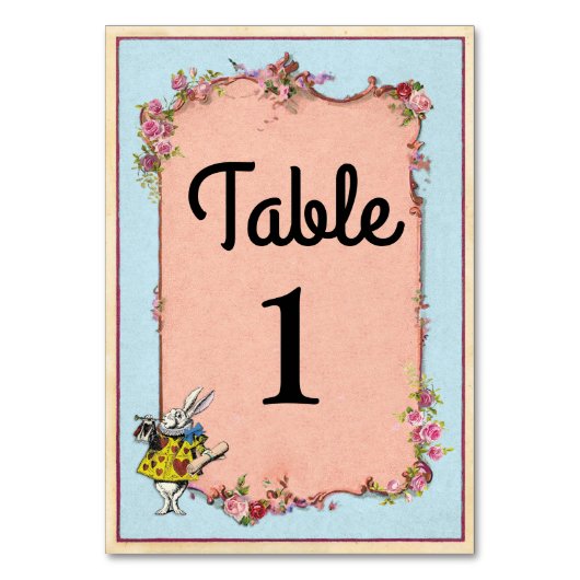 Numéros de tableau Cartes de lapin Mariage Wonderl (Dos)