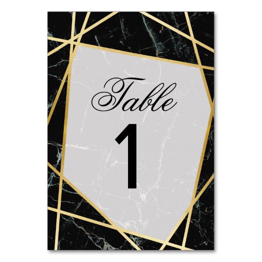 Numéros de tableau Cartes élégantes en marbre noir (Par défaut)