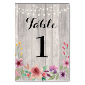 Numéros de tableau Cartes en bois Mariage Floral R (Dos)