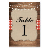 Numéros de tableau Cartes Mariage Bois Rouge Rusti (Dos)