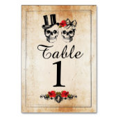 Numéros de tableau Crânes de sucre Mariages Cartes (Dos)