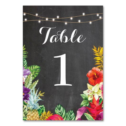 Numéros de tableau Mariage Aloha Cartes de calque (Dos)