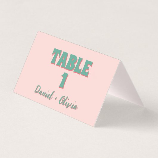 Numéros de tableau Mariage rose et vert (Back)