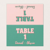 Numéros de tableau Mariage rose et vert (Outside Unfolded)