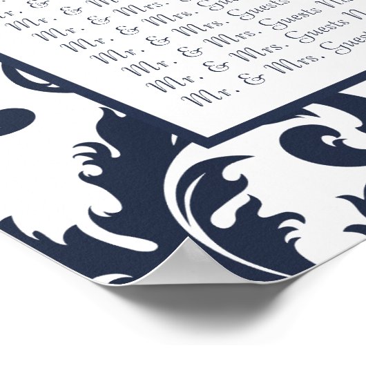 Numéros du tableau de sièges Damas - Alphabétique (Coin)