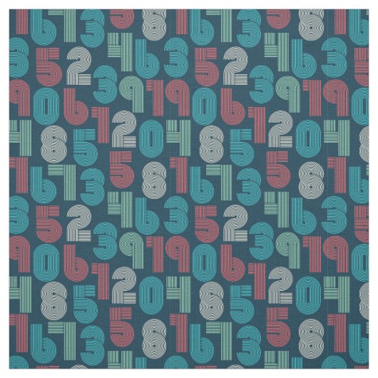 Numéros rétro Ultramarine tissu bleu (Échantillon)