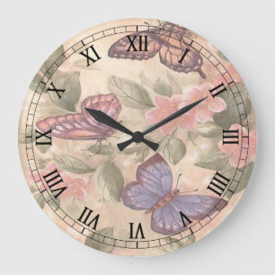 Numéros romains ronds papillon Horloge