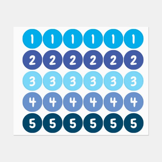 Numéros Stickers Bleus (Feuille)