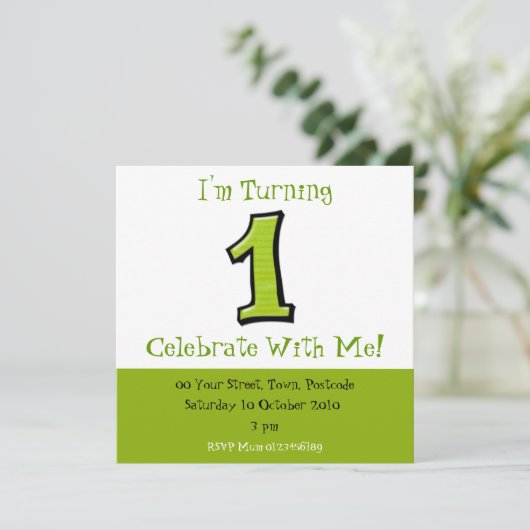 Numéros stupides 1 Invitation verte d'anniversaire (Debout devant)