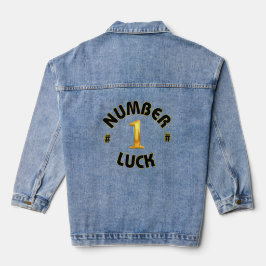 Nummer1 LUCK Quote met zwart gele tekst Denim Jacket