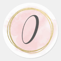 Nummer 0 Nul Monogram Roze Waterverf Goud