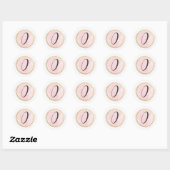Nummer 0 Zero Monogram Blush Roze Waterverf Goud Ronde Sticker (Vel)