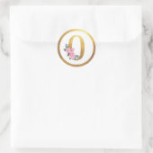 Nummer 0 Zero Roze Rozen Bloemen & Elegant Goud Ronde Sticker (Tas)