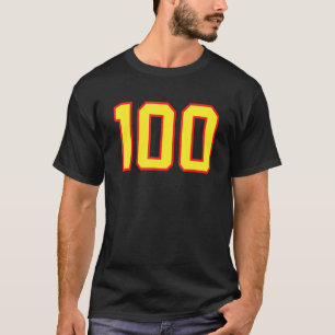Nummer 100 Sport Jersey Fan Athlete Yellow Red Va T-shirt