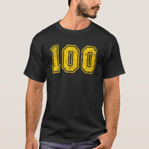 Nummer 100 Sport Jersey Uniform Fan Athlete Yello T-shirt