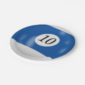Nummer 10 billiardbal papieren bordje (Gekanteld)