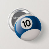 NUMMER 10 BILLIARDS BALL RONDE BUTTON 5,7 CM (Voorkant /achterkant)