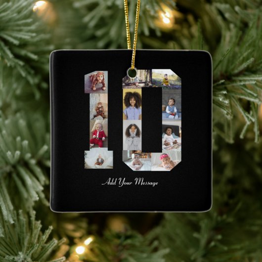 Nummer 10 Fotocollage Poster Keramisch Ornament (Boom)