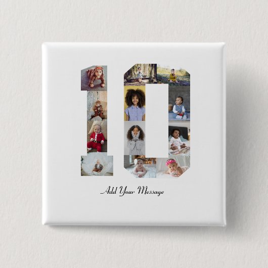 Nummer 10 Fotocollage Vierkante Button 5,1 Cm (Voorkant)