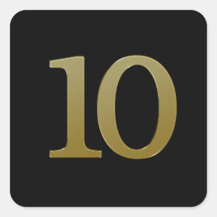 Nummer 10 Gold Square Sticker