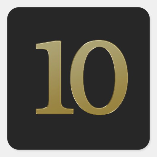 Nummer 10 Gold Square Sticker (Voorkant)