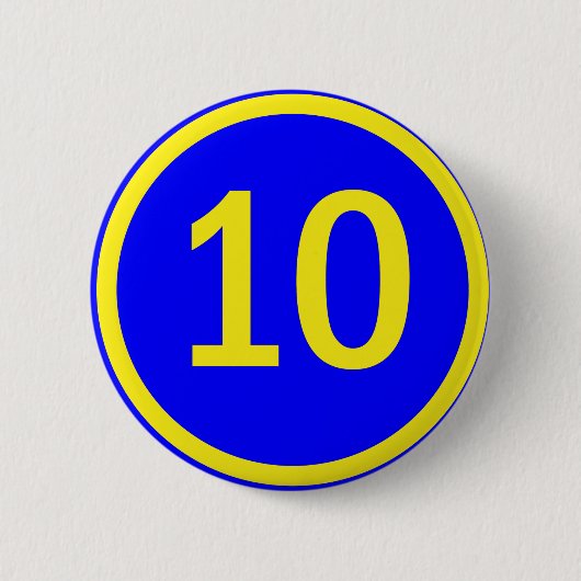 nummer 10 in een cirkel ronde button 5,7 cm (Voorkant)