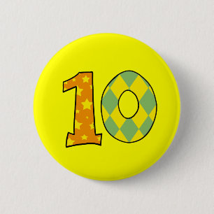 Nummer 10 ronde button 5,7 cm
