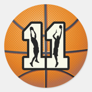 Nummer 11 Basketball en spelers Ronde Sticker