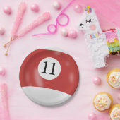 Nummer 11 biljartbal papieren bordje (Feest)