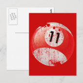 NUMMER 11 BILLIARDS BALL - ERODED STYLE BRIEFKAART (Voorkant / Achterkant)