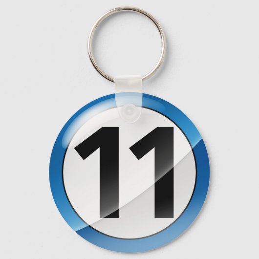 Nummer 11 blauw Sleutelhanger (Voorkant)