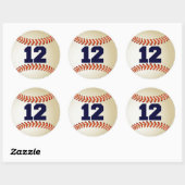 Nummer 12 Baseball Ronde Sticker (Vel)