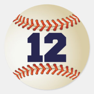 Nummer 12 Baseball Ronde Sticker