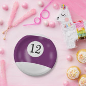 Nummer 12 biljartbal papieren bordje (Feest)