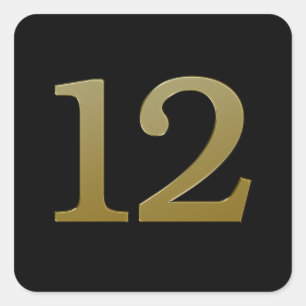 Nummer 12 Gold Square Sticker