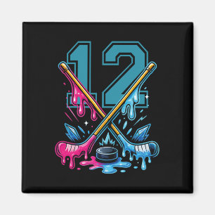Nummer 12 Jaar Ijs Drip Hockey 12e Verjaardag Magneet