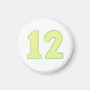 Nummer 12 magneet met geel en groen
