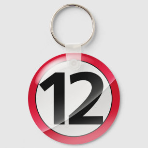 Nummer 12 rood Sleutelhanger