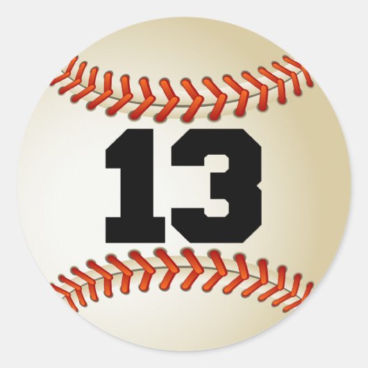 Nummer 13 Baseball Ronde Sticker (Voorkant)