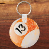 NUMMER 13 BILLIARDS BALL - AGED AND ERODED SLEUTELHANGER (Voorkant)