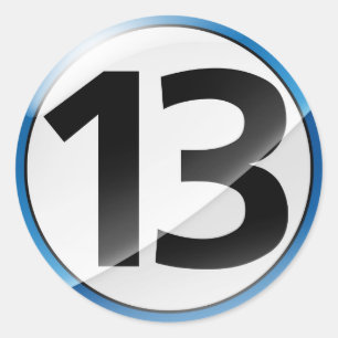 Nummer 13 blauwe sticker