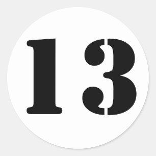 Nummer 13 Dertien White Stencil Numbers by Janz Ronde Sticker
