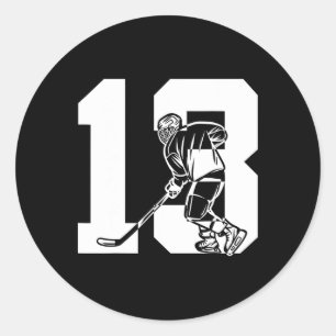 Nummer 13 IJshockey 13e verjaardag (1) Ronde Sticker