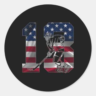 Nummer 13 Jaar IJshockey 13e Verjaardag Ronde Sticker