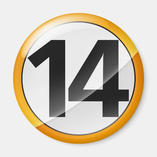 Nummer 14 goud Magent Magneet (Voorkant)