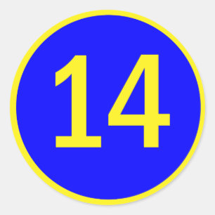 nummer 14 in een cirkel ronde sticker